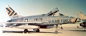 474th Tactical Fighter Wing Commanders' F-100D Super Sabre at Cannon AFB during the 1950s.