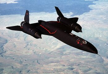 A U.S. Air Force Lockheed SR-71 Blackbird high-speed reconnaissance aircraft