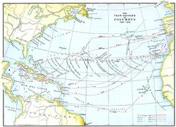 Navigation of Columbus' four voyages to America, 1492–1504.