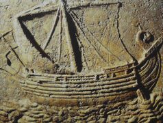 Relief of a 2nd-century sarcophagus representing a "gauloi", a trading ship.