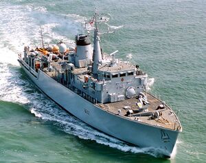 HMS Quorn is pictured as she departs from Portsmouth. MOD 45139064.jpg