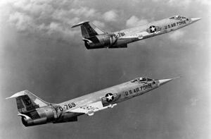 Two F-104s flying in formation